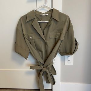 ZARA Button up blouse with belt